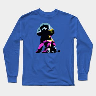 Fluffy Poodle Stencil Minimal Art Long Sleeve T-Shirt